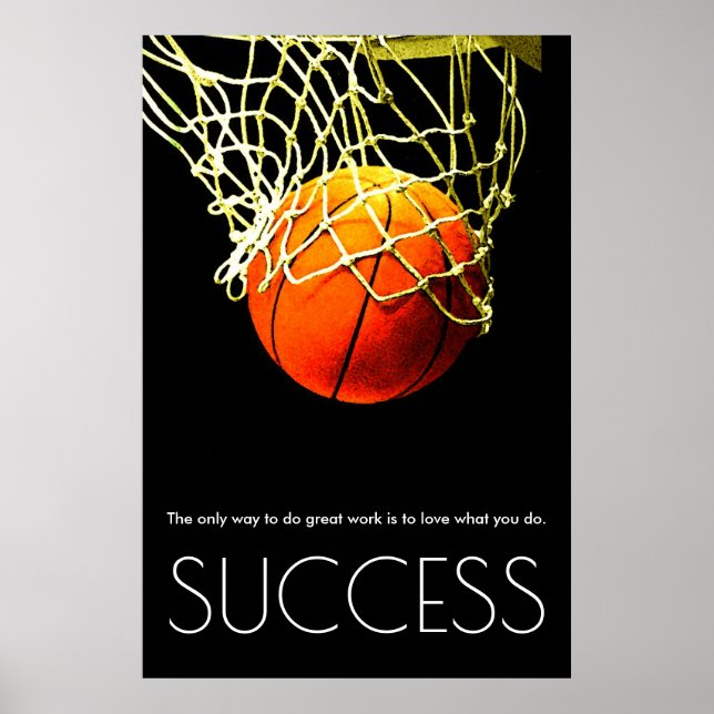 Poster Trendência Motivacional de Basquete de Sucesso (Frente)