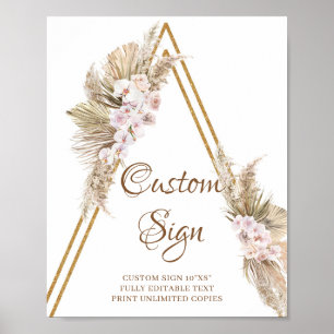 Poster Trendy Boho - Sinal Personalizado de Palm Pampas G