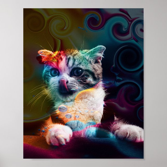 POSTER TRENDY COLORFUL CAT ART (Frente)