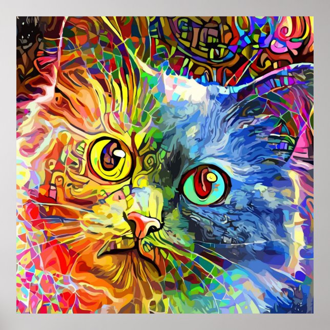 Poster Trendy Colorful Tabby Cat (Frente)