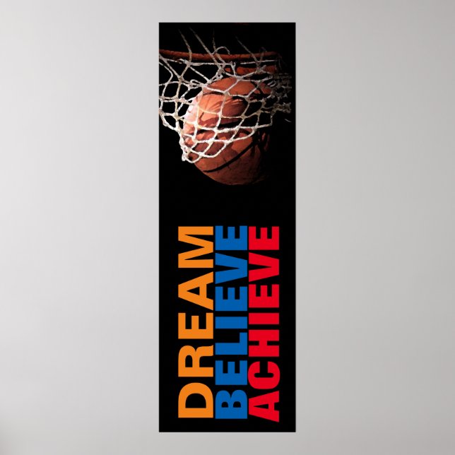 Poster Trendy Dream Acredita em Atingir Porta de Basquete (Frente)