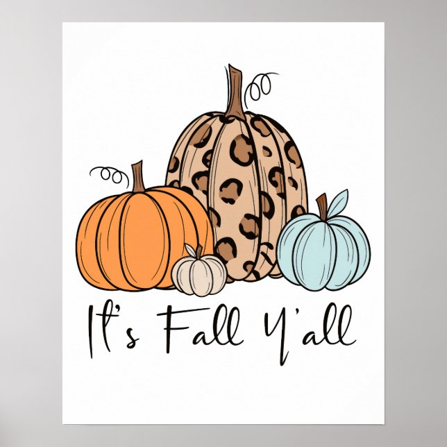 Poster Trendy Fall Pumpkin | "É Queda Y'all" Cotação (Frente)