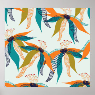 Poster Trendy Floral: Escandinava-Se À Mão.