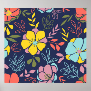 Poster Trendy floresce um padrão perfeito. Flo da pequena
