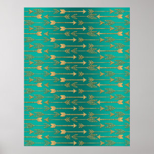 Póster Trendy foz-dourado-brilho flecha tribal