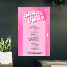 Poster Trendy Girly Pink Groovy Salon Services Lista de P