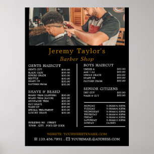 Poster Trendy Hair Cut, Lista de Preços de Barberes Masc