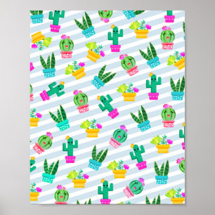 Poster Trendy Kawaii Cartoon Cactus & Succulents