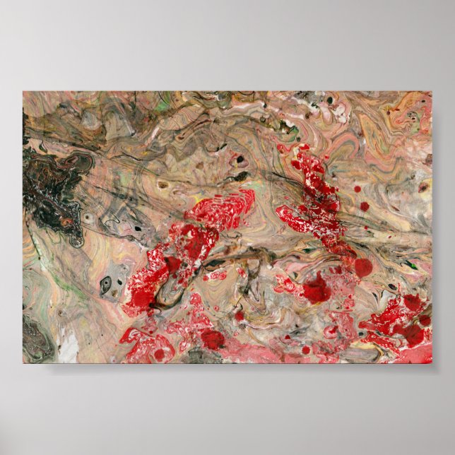 Poster Trendy Modern Abstrato Art Black Red Brown Green (Frente)