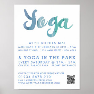 Poster Trendy Modern Blue Yoga - Publicidade Classe
