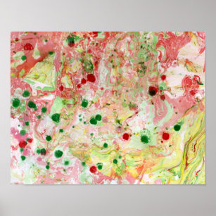 Poster Trendy Modern Colorful Abstract Art Green Pink Red