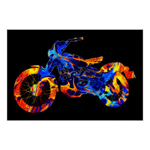 PÓSTER TRENDY MODERN MOTOCROSS ABSTRATO DE ARTE COLORIDA