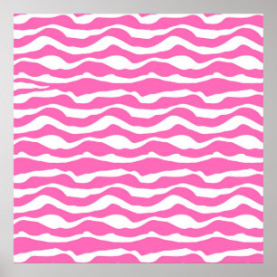 Poster Trendy Pink and White Zebra Striped Pattern