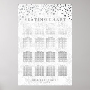 Póster Trendy Silver Pontos em Damasco Branco - Gráfico d