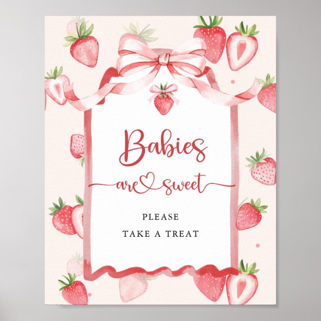 Poster Trendy Strawberry Babies são Chá de fraldas doce (Frente)