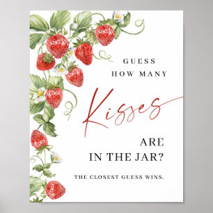 Poster Trendy Strawberry Quantos Kisses Chá de panela