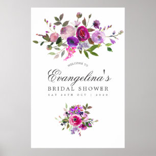 Poster Trendy Watercolor Floral Chá de panela Bem-vindo