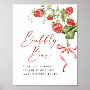 Poster Trendy Watercolor Strawberry Bridal Bar