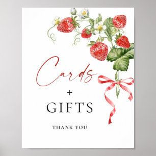 Poster Trendy Watercolor Strawberry Bridal Cards Ofertas
