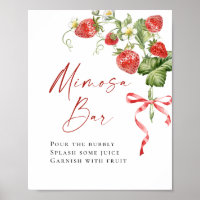 Trendy Watercolor Strawberry Bridal Mimosa Bar