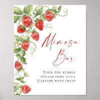 Trendy Watercolor Strawberry Bridal Mimosa Bar