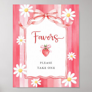 Poster Trendy Watercolor Strawberry Chá de fraldas Faves