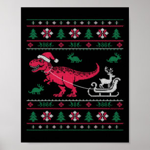 Poster Trenó de Rena Dinossauro Natal Feio 
