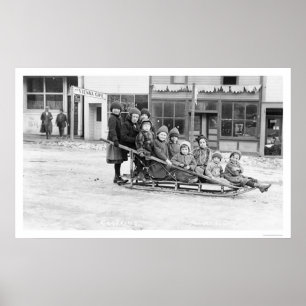Póster Trenó Seward Alaska 1912 das crianças
