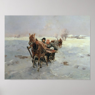 Póster Trenós em uma paisagem do inverno