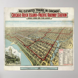Póster Trens elevados de Chicago (Poole) 1897 - BMB