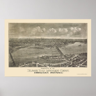 Póster Trenton, mapa panorâmico de NJ - 1900