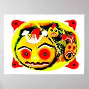 Poster Três abóboras de arte assustadora