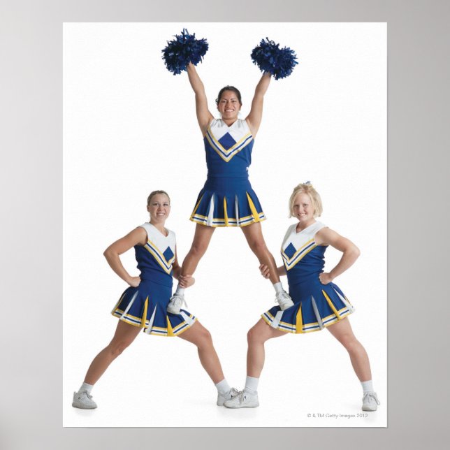 Poster três adolescentes caucasianas cheerleaderes em (Frente)