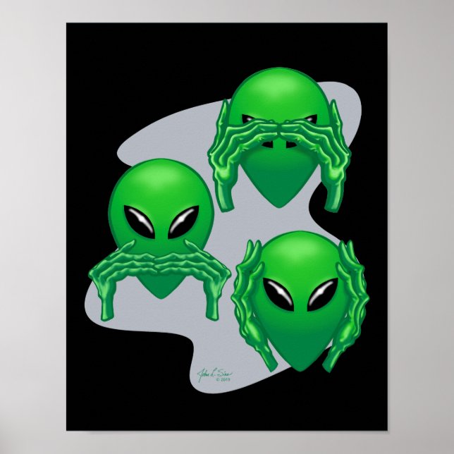 Poster Três Aliens Sábios (Frente)