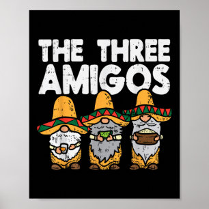 Poster Três Amigos Gnomos Mexicanos Cute Cinco De Mayo Fi