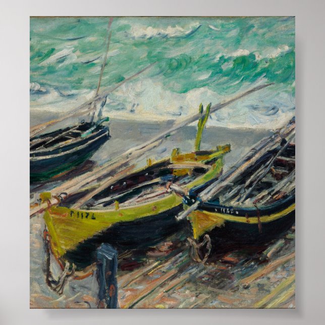 Póster Três Barcos de Pesca de Claude Monet (Frente)