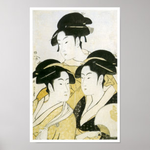 Póster Três Beleza, Utamaro, 1790