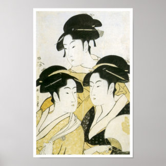 Póster Três Beleza, Utamaro, 1790