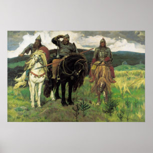 Póster Três Bogatyrs (1898) por Viktor Vasnetsov Impressã
