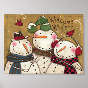 Póster Três bonecos de neve