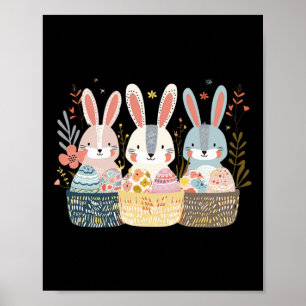 Poster Três Bunny Easter Bunny Orelhas de Coelho Gráfico