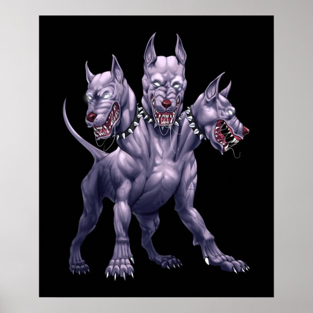 Poster Três Cachorros de Cabeça Cerberus (Frente)