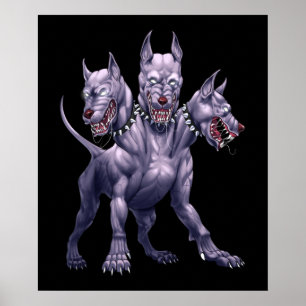 Poster Três Cachorros de Cabeça Cerberus