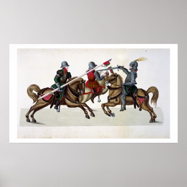 Poster Três cavaleiros em um torneio, prato de A Histo (Frente)