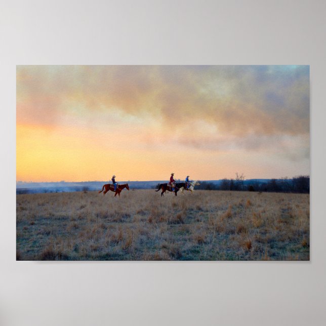 Póster Três Cavaleiros nas Colinas Flint do Kansas (Frente)