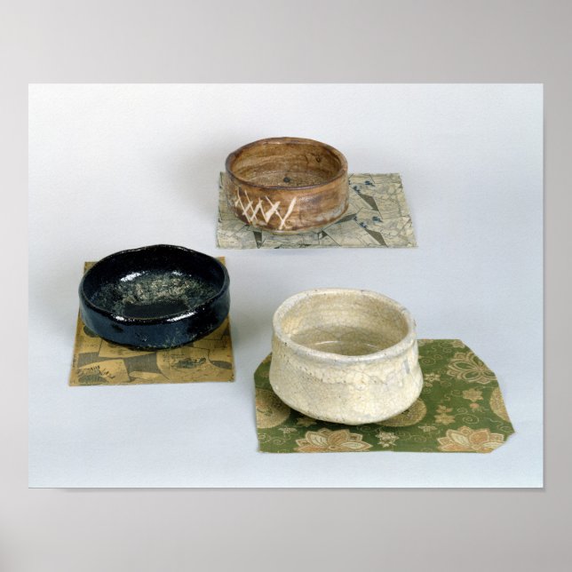 Poster Três chawans usados para cerimônias de chá, c.1800 (Frente)