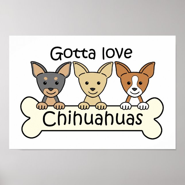 Póster Três Chihuahuas (Frente)