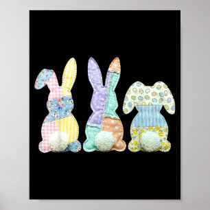 Poster Três Coelhos Remendo Coelho Ovos Feliz Páscoa D