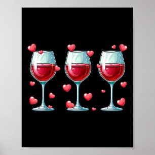 Poster Três Copos De Vinho Dia Dos Namorados Casal Engraç