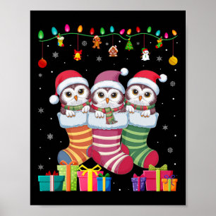 Poster Três Coruja Snowy Em Meia Meninos Meninas Crianças